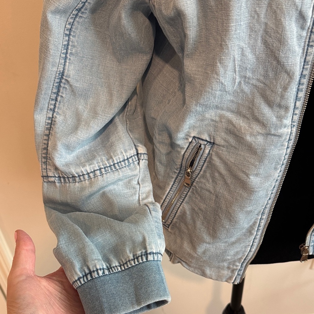 LOFT Light Blue Bomber Jacket - image 4